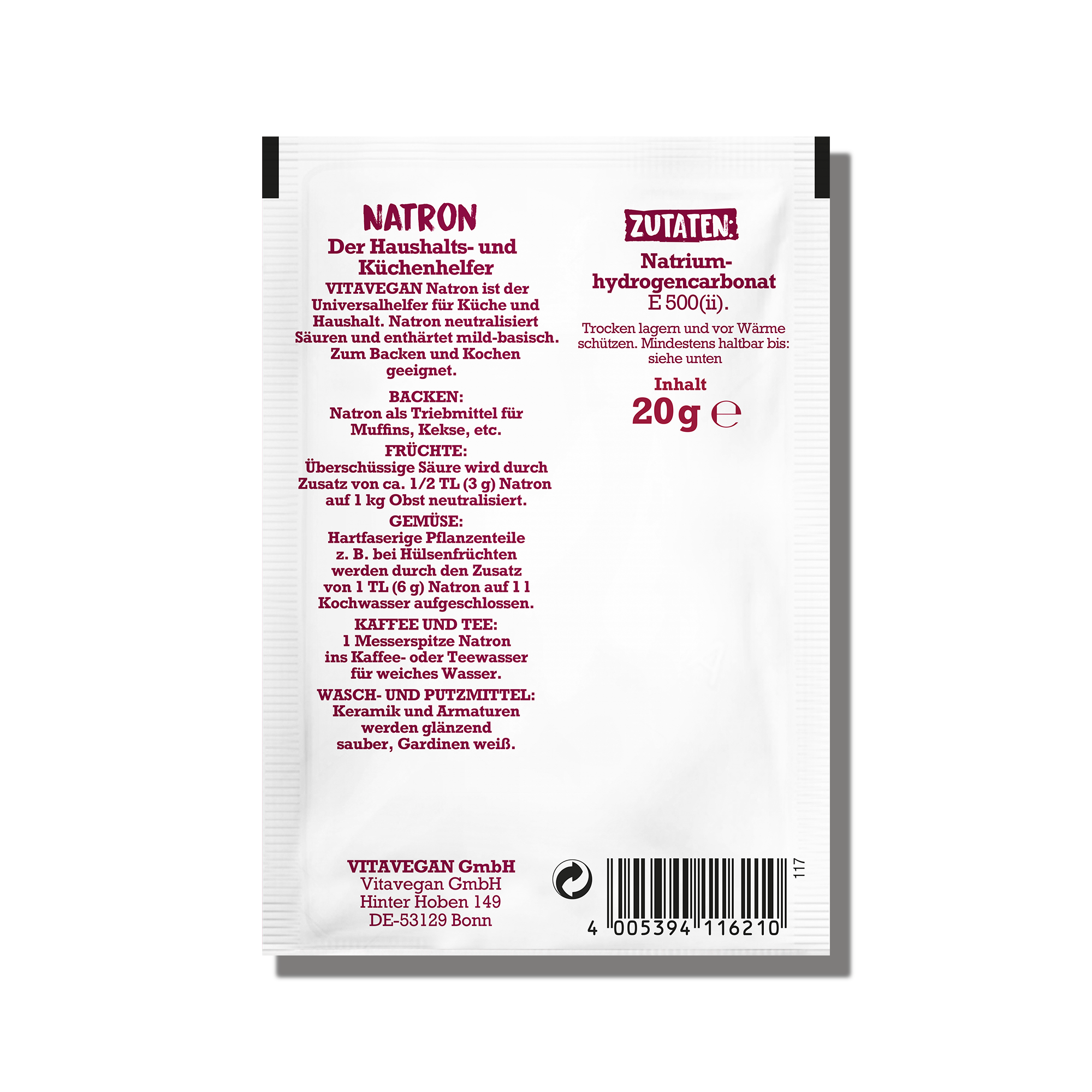 Natron, konventionell, VITAVEGAN