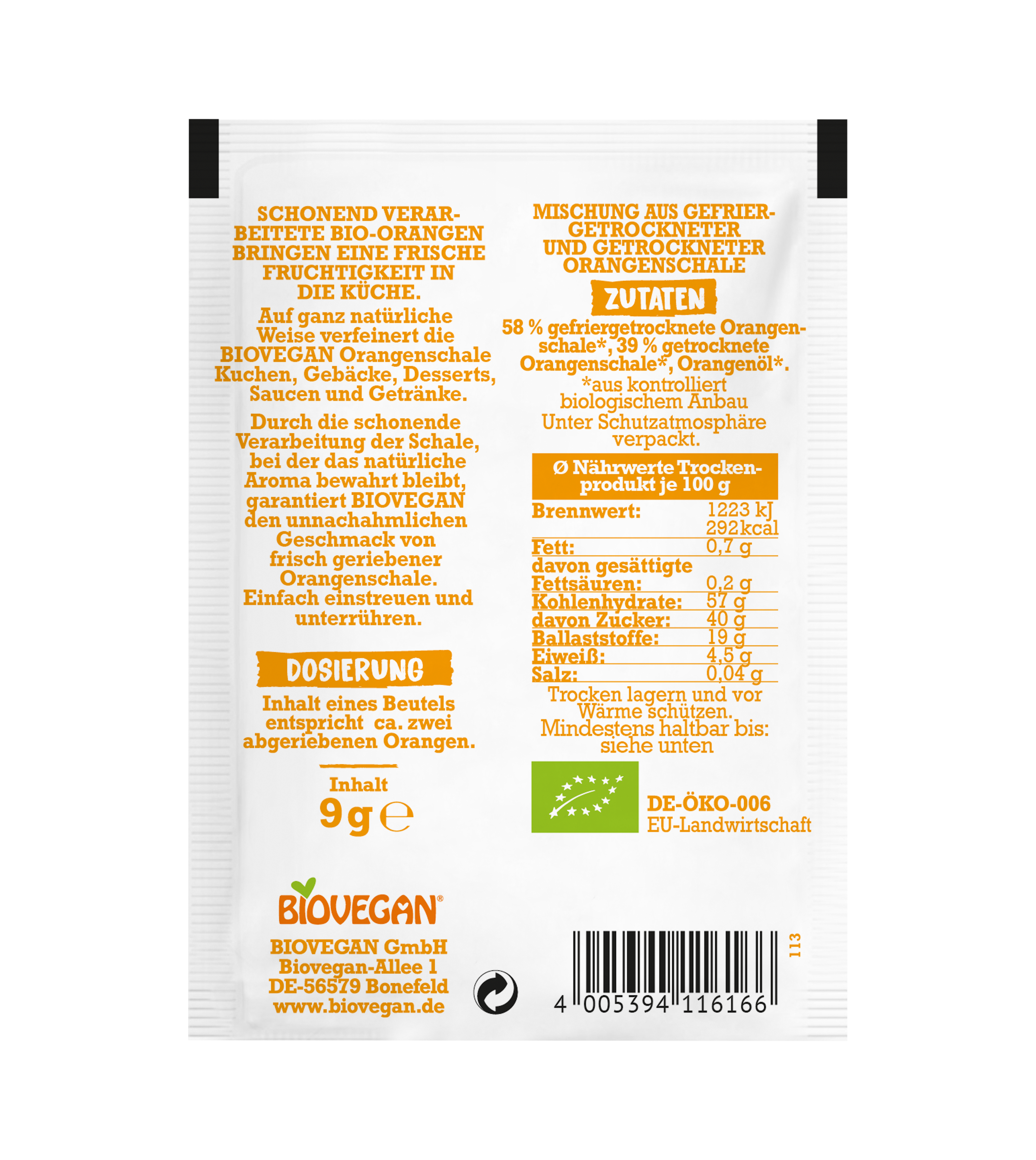 Orangenschale gerieben