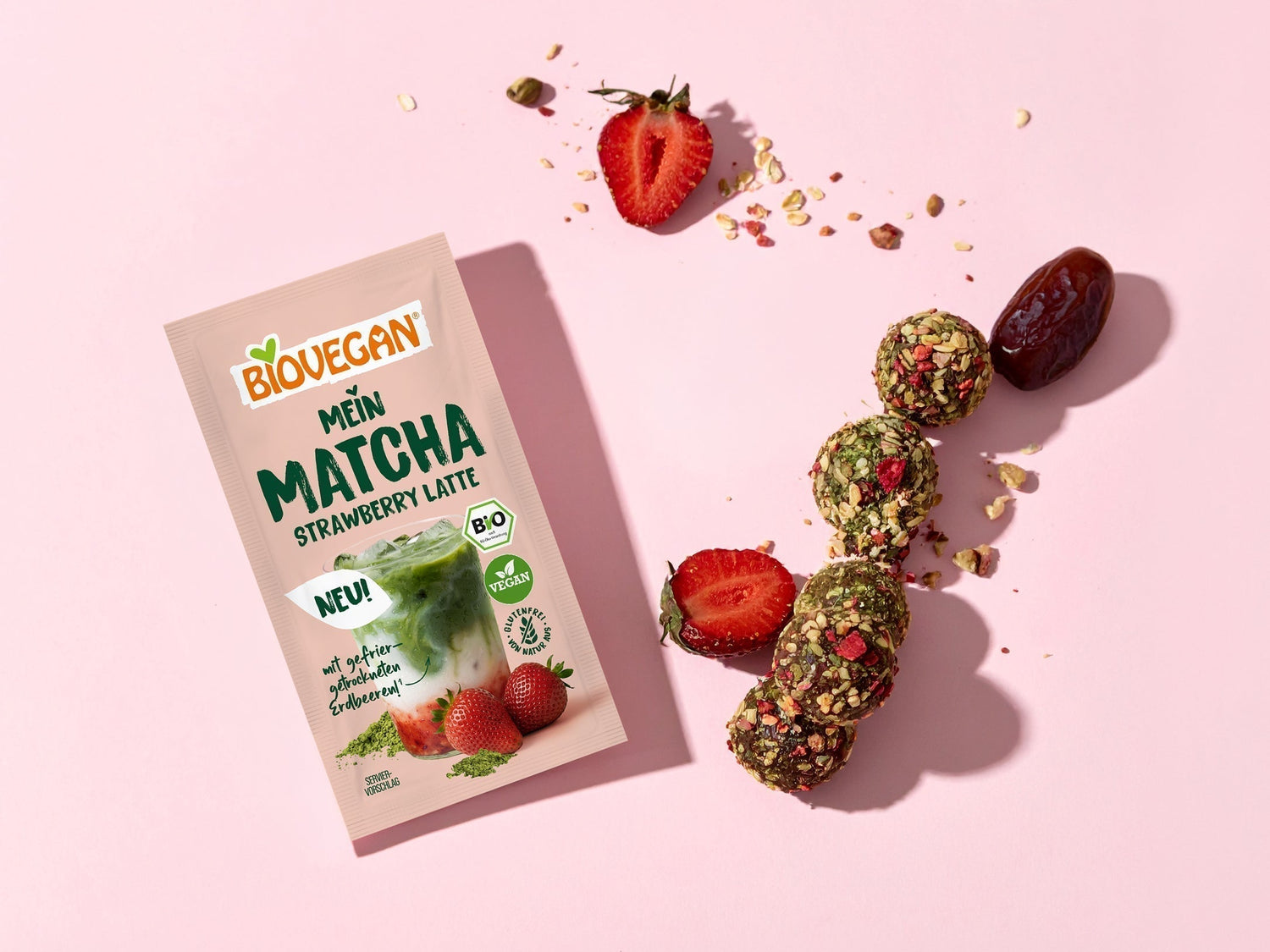 Matcha Strawberry Energy Balls
